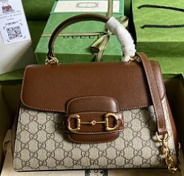 luxury Horsebit 1955 Medium Ophidia and Brown Leather 29x20x13cm