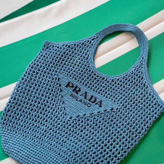 luxury Raffia Tote Bag-Blue