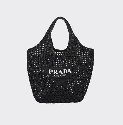 luxury Raffia Tote Bag-Black