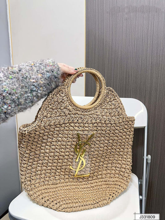 luxury SAINT LAURENT Summer Raffia Tote Bag 41x37cm