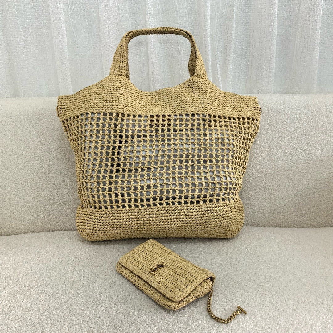 SAINT LAURENT luxury Raffia Icare Tote Bag