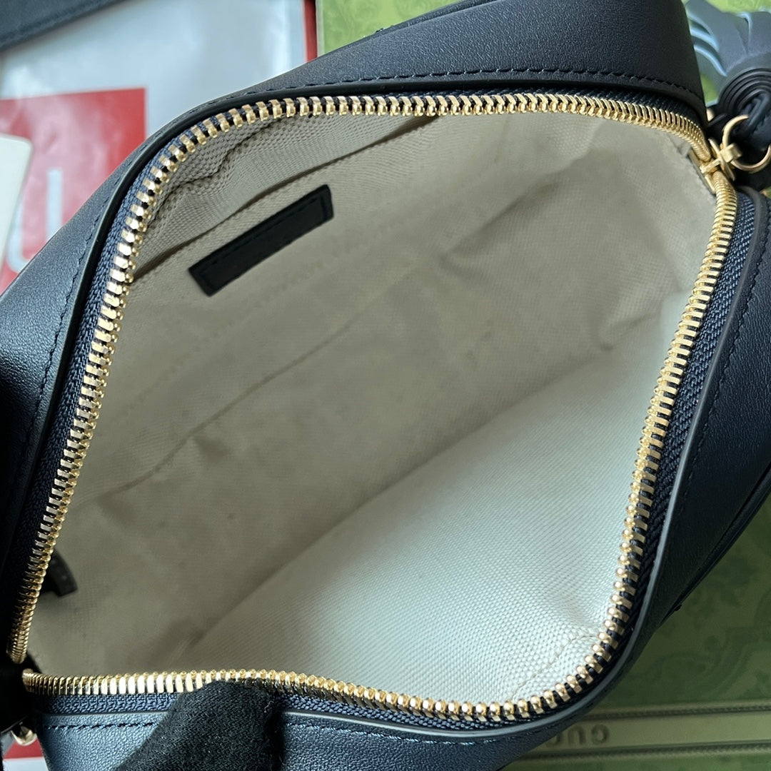 luxury Blondie Small Shoulder Dark Blue Leather Bag - 21x15.5x5cm