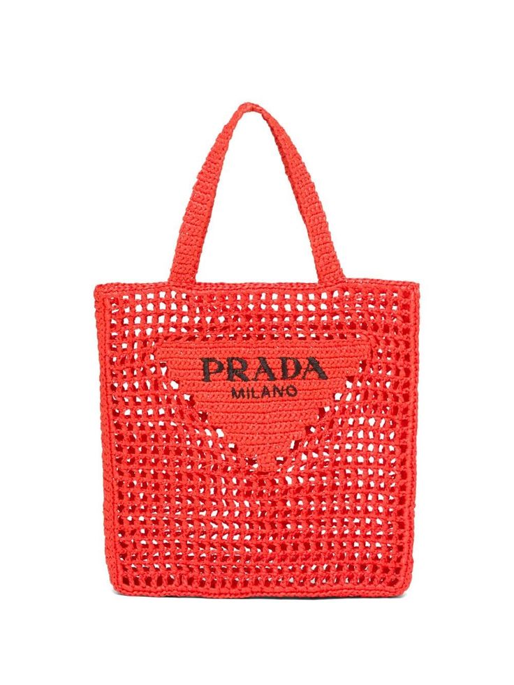 luxury Women's Natural Crochet Tote Bag-Orange