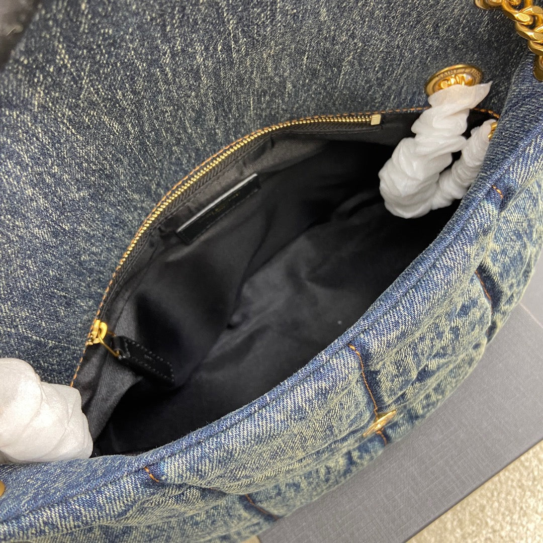 luxury Puffer Denim Bag - 29¡Á17¡Á11cm