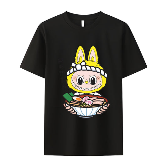 Ramen Chef LaBubu T-shirt Monsters Crew Neck dla Labubu Lover Prezenty dla niej