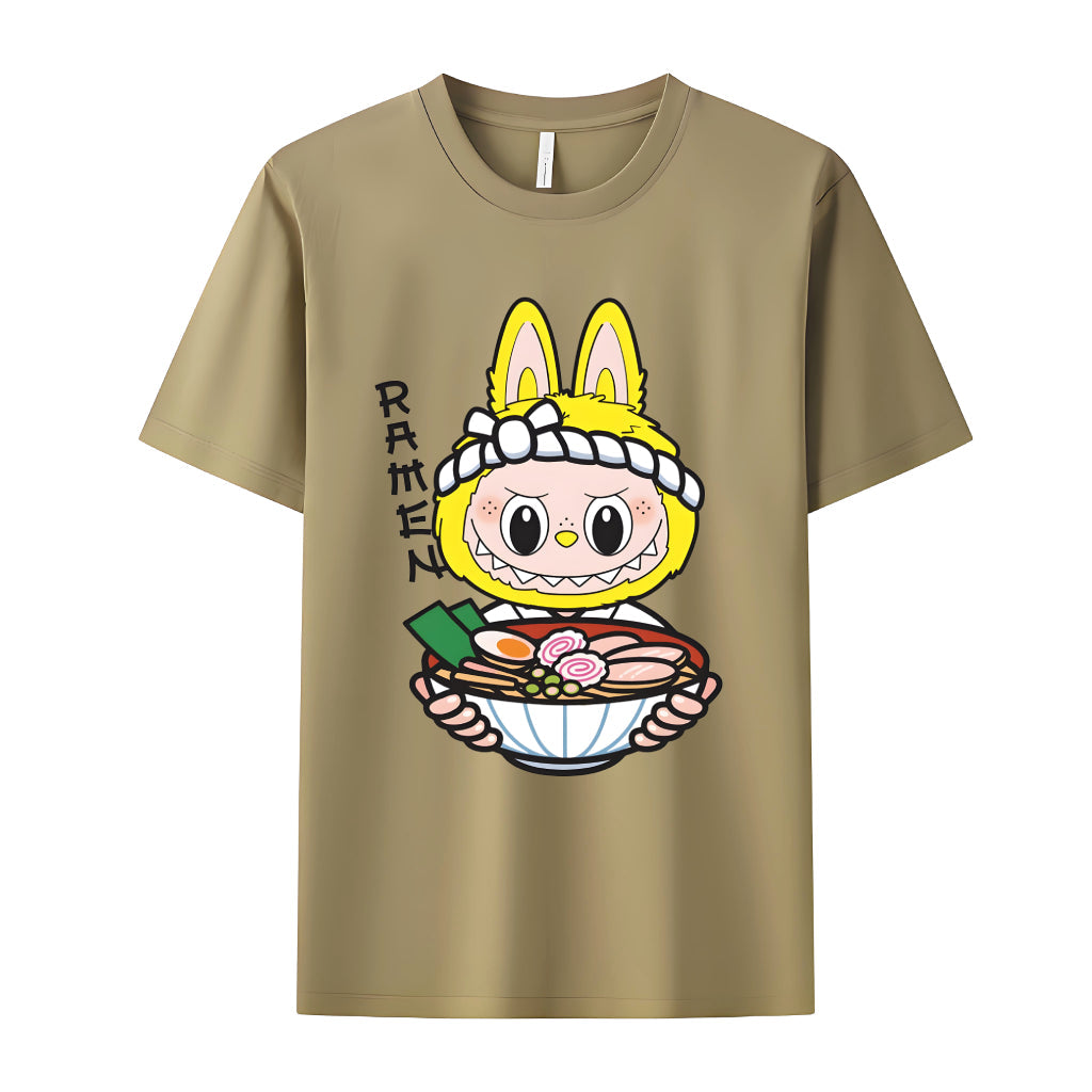 Ramen Chef Labubu Monsters Crew Neck T-shirt til Labubu elsker gaver til hende