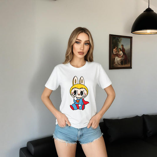 スーパーマンとしてのラブブは、彼女のためのラブブの恋人のギフトのためのモンスタークルーネックTシャツとして