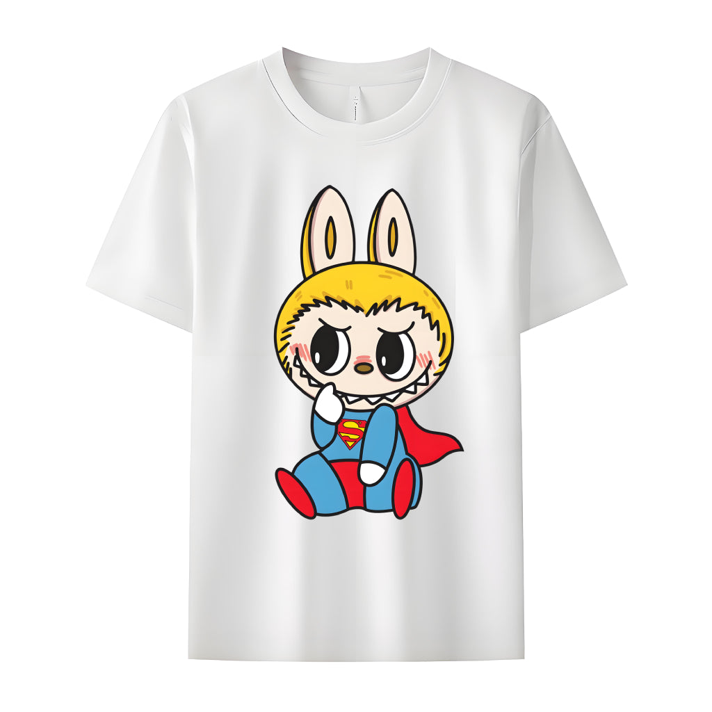 スーパーマンとしてのラブブは、彼女のためのラブブの恋人のギフトのためのモンスタークルーネックTシャツとして