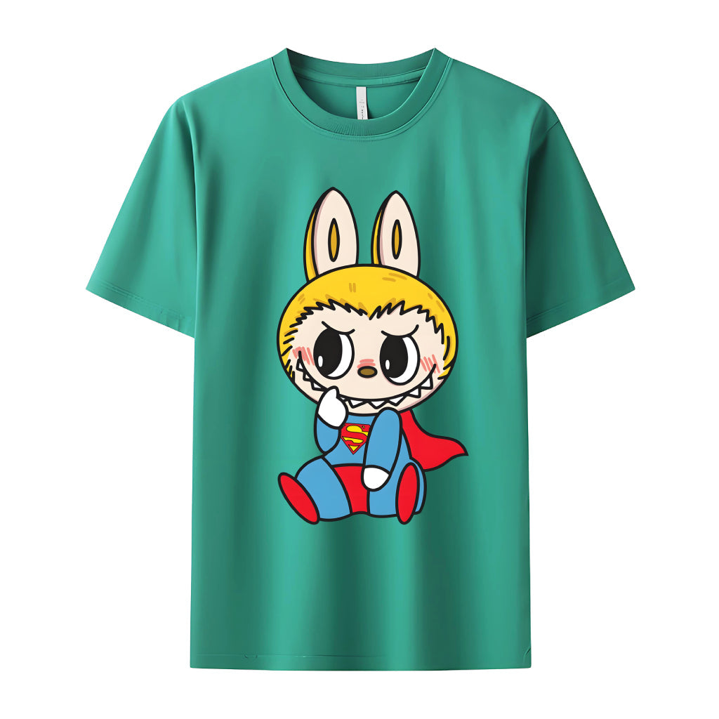 スーパーマンとしてのラブブは、彼女のためのラブブの恋人のギフトのためのモンスタークルーネックTシャツとして