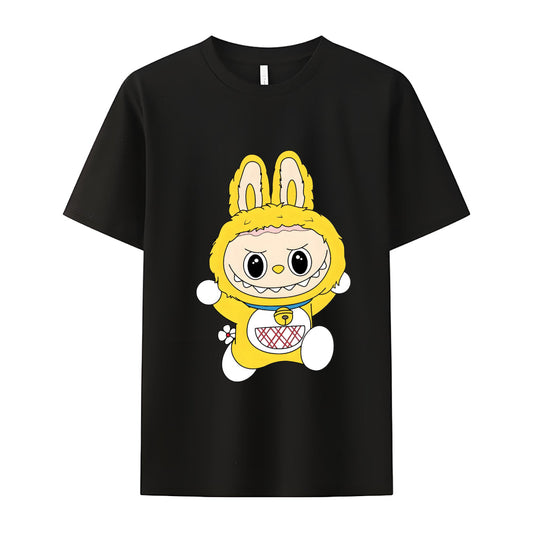 DoraemonとしてのLabubu The Monsters Crew NeckTシャツLabubu LoverのためのLabubu