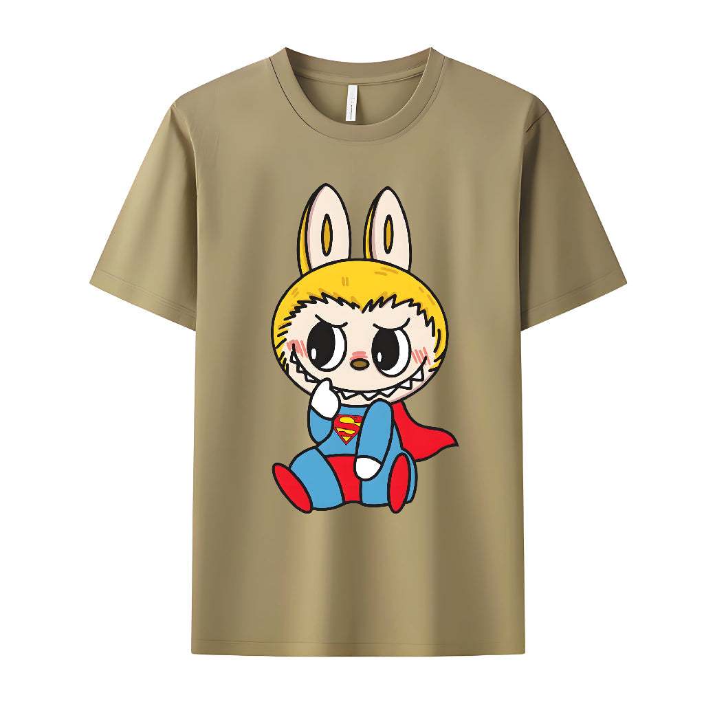 スーパーマンとしてのラブブは、彼女のためのラブブの恋人のギフトのためのモンスタークルーネックTシャツとして