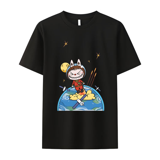 Superman Labubu The Monsters Crew Neck T-Shirt für Labubu Liebhaber für sie