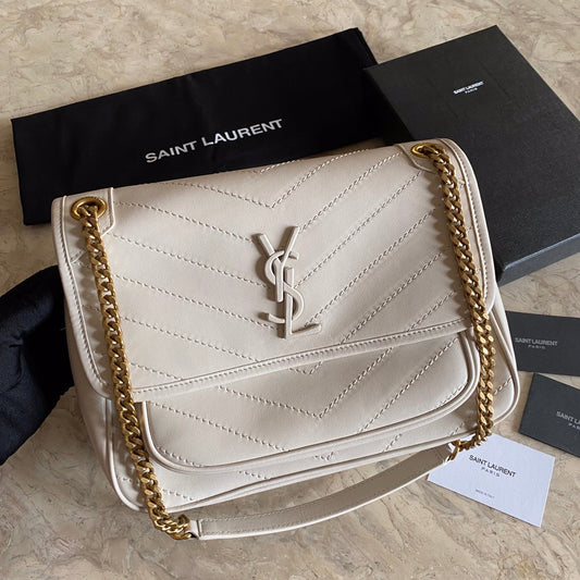 luxury Niki Medium Chain Bag In Lambskin Blanc Vintage - 28 X 20 X 8,5 CM