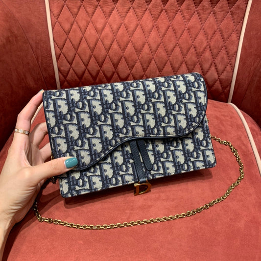luxury Saddle Pouch Blue luxury Oblique Jacquard - 22 x 14.5 x 4.5 cm