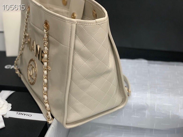 luxury Shopping 40 White Leather 40x31x21cm