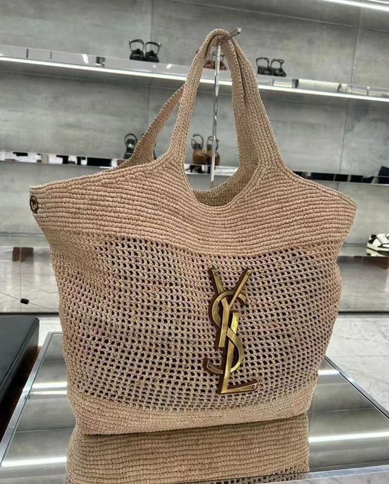 SAINT LAURENT luxury Raffia Icare Tote Bag