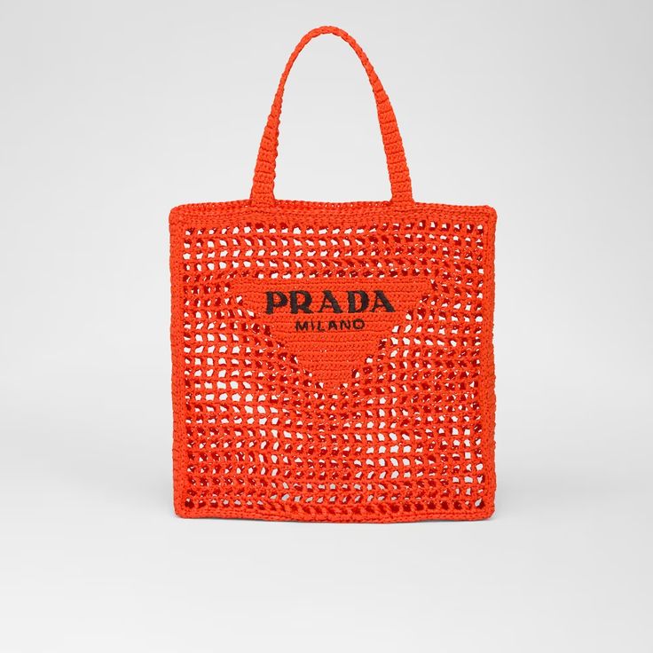 luxury Women's Natural Crochet Tote Bag-Orange