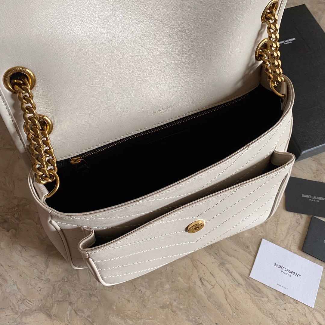 luxury Niki Medium Chain Bag In Lambskin Blanc Vintage - 28 X 20 X 8,5 CM