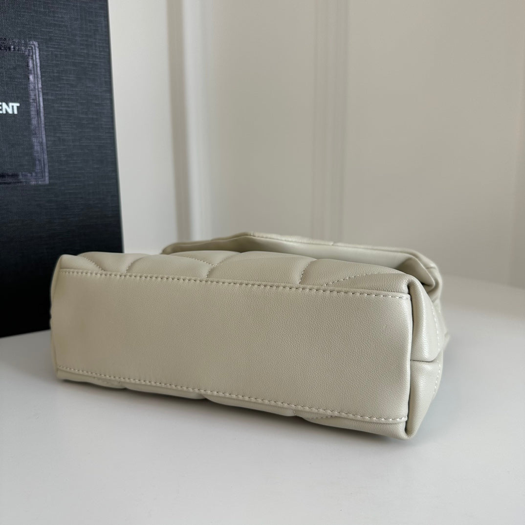 luxury  Loulou Puffer Toy Bag In Quilted Lambskin White Size 23x15.5x8.5