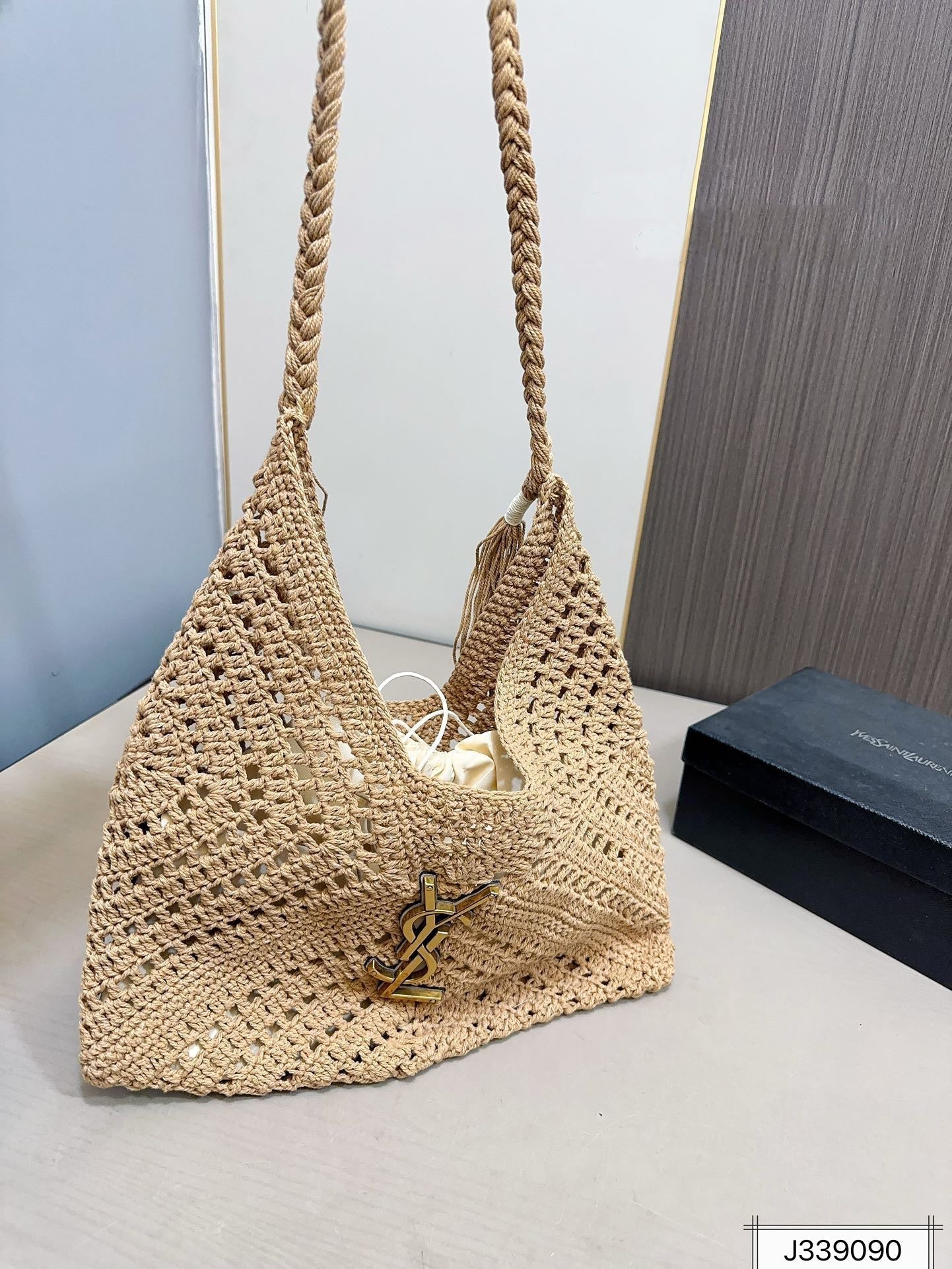 SAINT LAURENT luxury Raffia Tote Bag Beach Casual 37x22cm