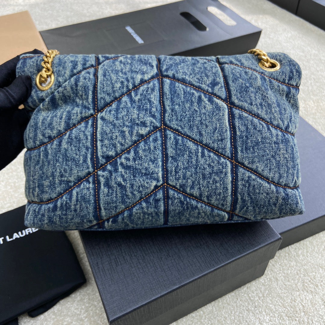 luxury Puffer Denim Bag - 29¡Á17¡Á11cm