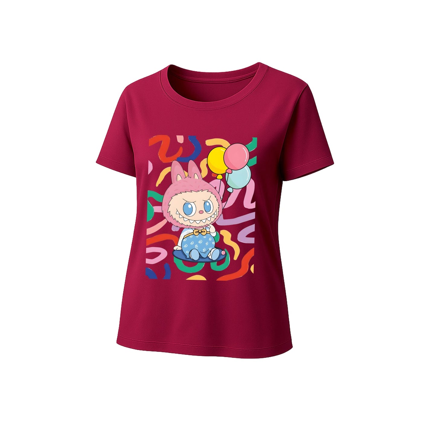 Sød labubu grafisk t-shirt løs pasform sommer afslappet tee